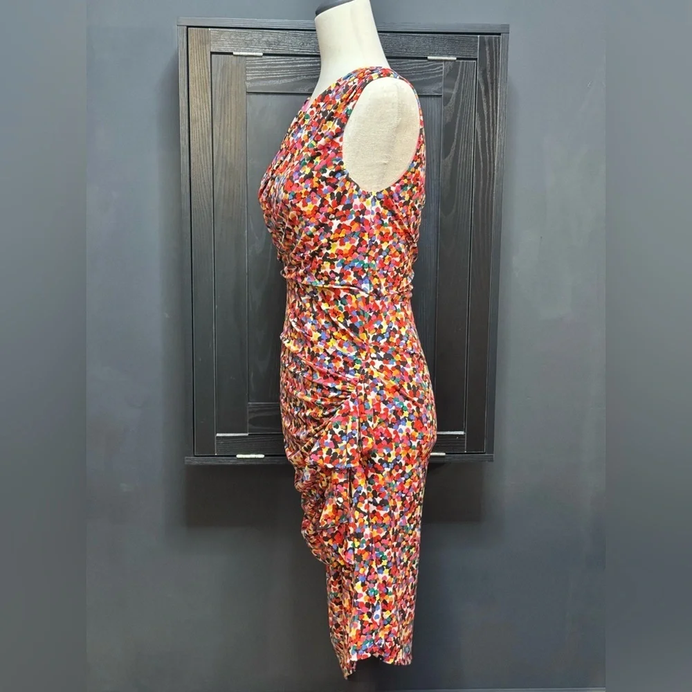 Betsey Johnson Multi Heart Print Sleeveless Ruchied Dress - Picture 4 of 11